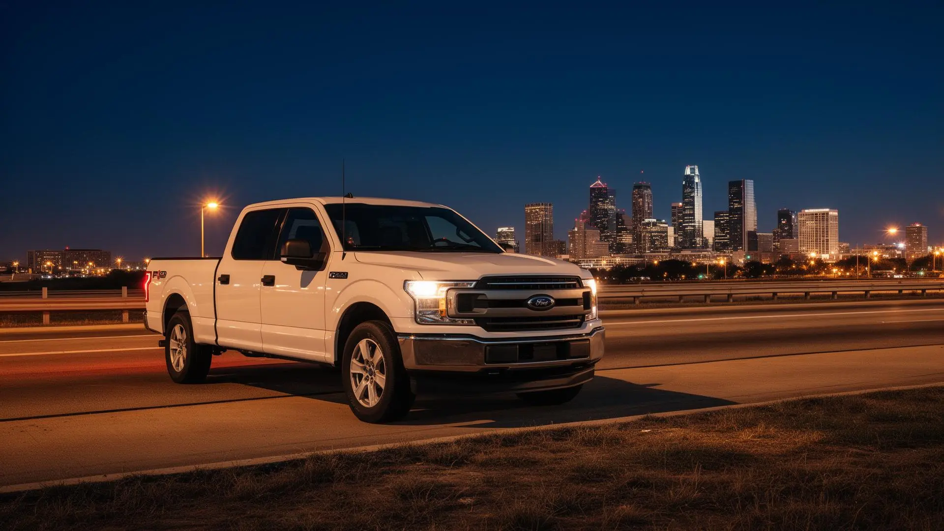 Highway 35 Roadside service truck on a Texas highway at dusk